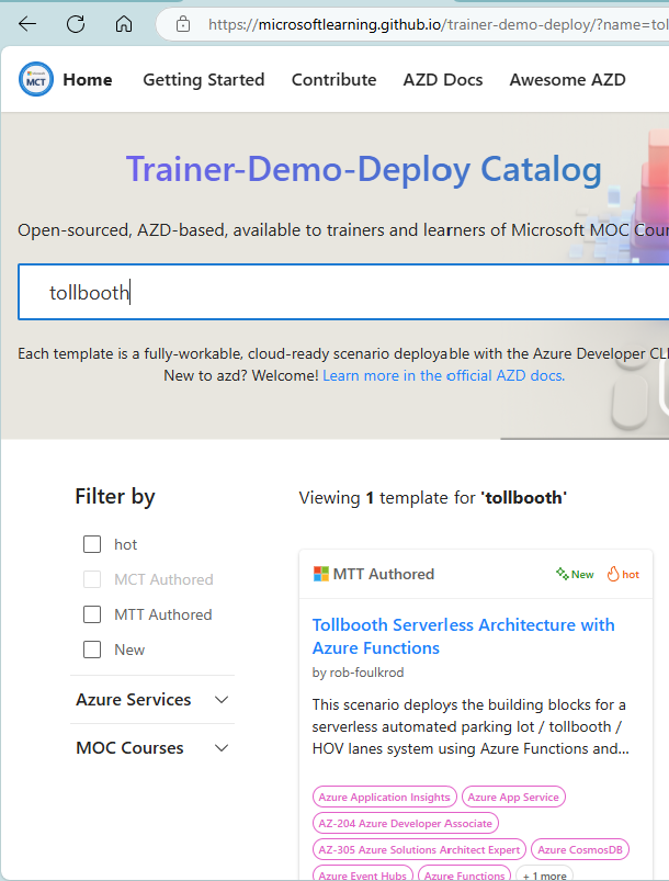 Trainer Demo Deploy - Tollbooth